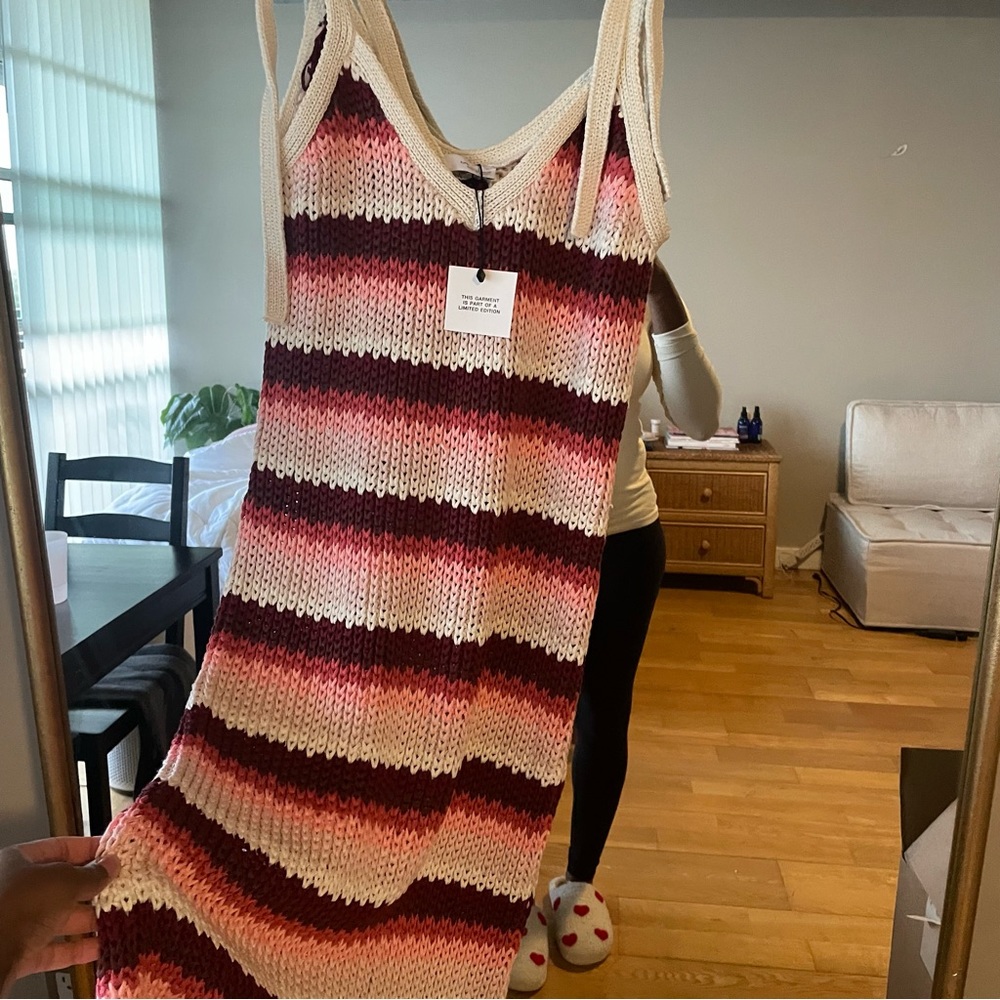 Zara Stripe Crochet Midi Dress